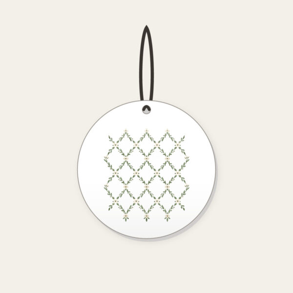 Product image Sage Lattice Diamonds with Tiny Blossoms Ceramic Ornament