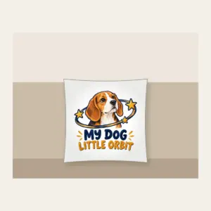 MY DOG LITTLE ORBIT Pillow in white