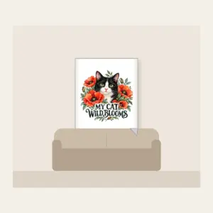 MY CAT WILD BLOOMS Fleece Blanket in white