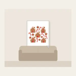 Gingerbread Houses and Candy Canes Fleece Blanket in white: Little gingerbread houses, candy canes and stars dance across cream in brown and red.