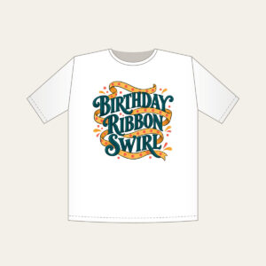 BIRTHDAY RIBBON SWIRL T-Shirt in white
