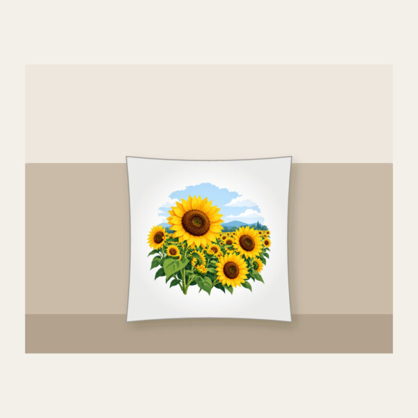 Product image Sunflower Field Under a Pale Sky Pillow