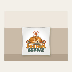 DOG MOM SUNDAY Pillow in white