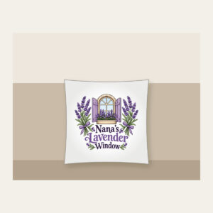 Nana's Lavender Window Pillow in white