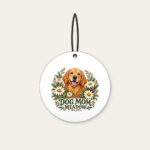 DOG MOM MEADOW Ceramic Ornament in white