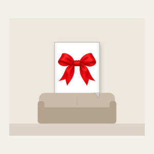 Single Red Ribbon Bow Fleece Blanket in white: One plain red ribbon bow, with no other artwork.