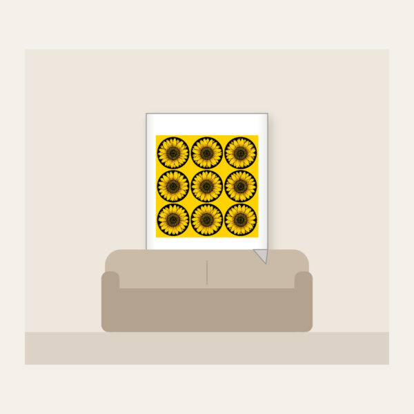Product image Nine Sunflowers in a Yellow Grid Fleece Blanket