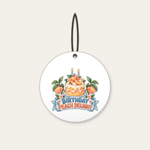 BIRTHDAY PEACH DELIGHT Ceramic Ornament in white