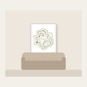 Moss and Sand Contour Map Lines Fleece Blanket in white: Flowing contour lines in moss, sand and cream, with a single tiny star tucked among them.