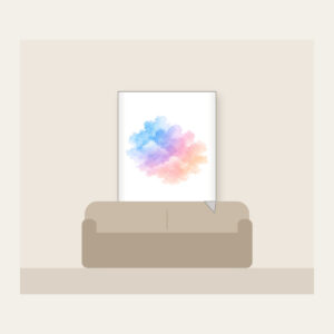 Watercolor Dawn Sky Gradient Fleece Blanket in white: A watercolor gradient drifts from pale blue to lilac to peach with cloud edges.