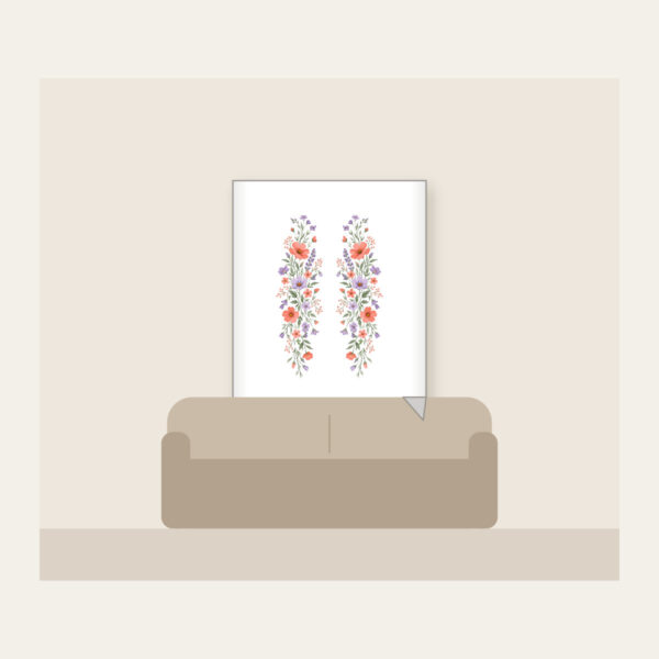 Product image Drifting Wildflowers in Coral and Lilac Fleece Blanket
