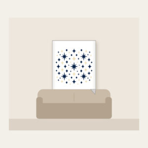 Navy and Cream Diamonds and Stars Fleece Blanket in white: Diamonds and stars repeat across the artwork in navy and cream.
