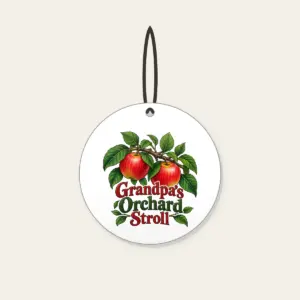 Grandpa's Orchard Stroll Ceramic Ornament in white