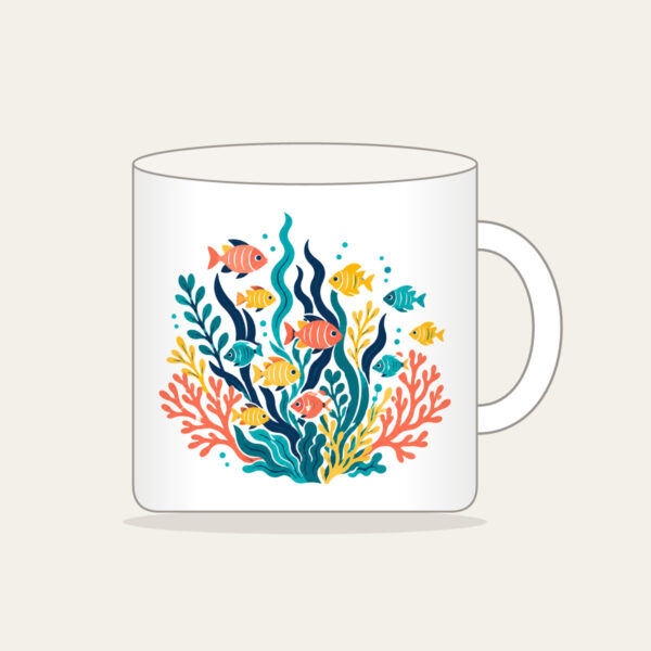 Product image Tropical Fish School and Seaweed on Navy Mug