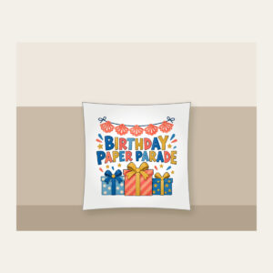 BIRTHDAY PAPER PARADE Pillow in white