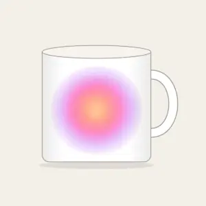 Apricot to Rose to Lilac Gradient Mug in white: A gentle gradient from apricot to rose to pale lilac, with a fine speckle.