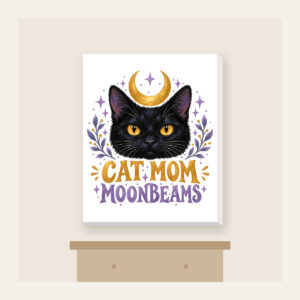 CAT MOM MOONBEAMS Canvas Print in white