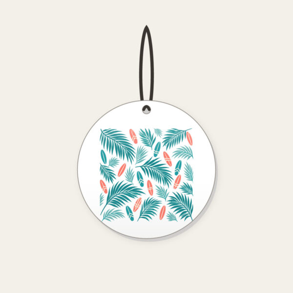 Product image Palm Shadows and Tiny Surfboards Ceramic Ornament