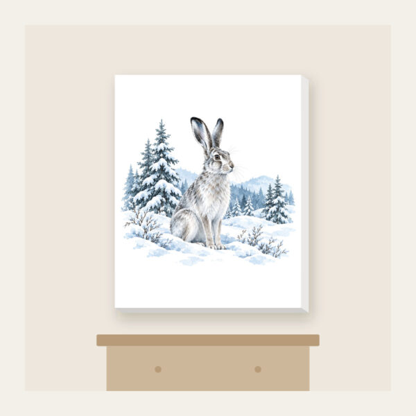 Product image Hare in a Snowy Field with Pines Canvas Print