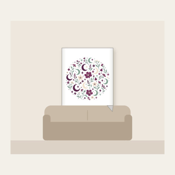 Product image Crescent Moons and Wildflowers in Plum Fleece Blanket