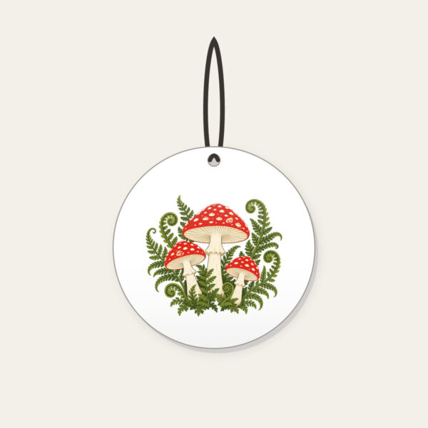Product image Red Toadstool Trio with Curling Ferns Ceramic Ornament