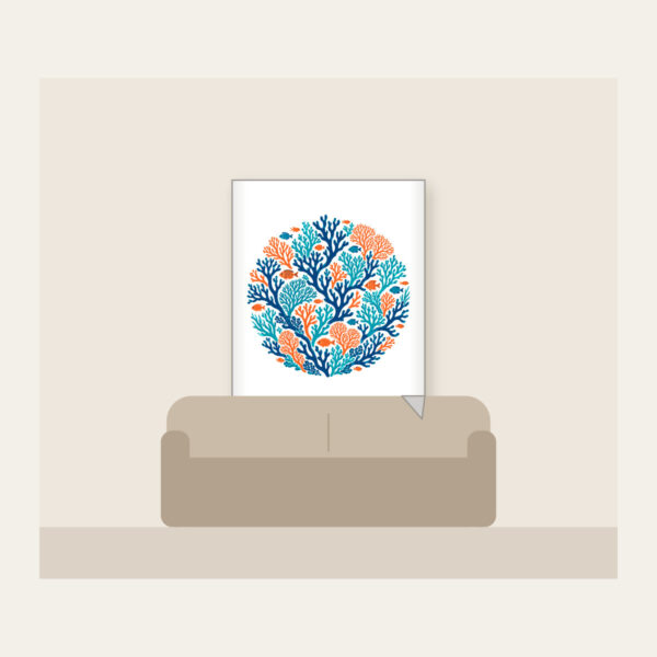 Product image Branching Coral and Tiny Fish on Deep Blue Fleece Blanket