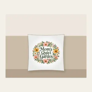 Mom's Quiet Garden Pillow in white