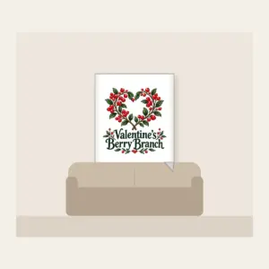 Valentine's Berry Branch Fleece Blanket in white