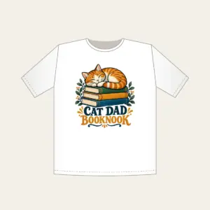 CAT DAD BOOKNOOK T-Shirt in white