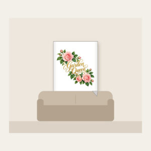 Garden Queen Rose Garland Fleece Blanket in white: A diagonal garland of blush roses and green leaves carries the words “Garden Queen” in gold script.