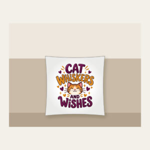 CAT WHISKERS AND WISHES Pillow in white