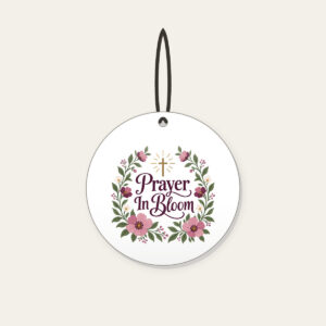 Prayer In Bloom Ceramic Ornament in white