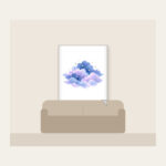 Dusk Clouds with Tiny Silver Stars Fleece Blanket in white: Gentle clouds in dusk blue and lilac are dotted with tiny silver stars.