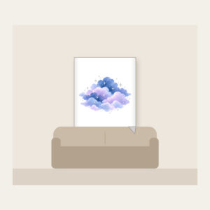 Dusk Clouds with Tiny Silver Stars Fleece Blanket in white: Gentle clouds in dusk blue and lilac are dotted with tiny silver stars.