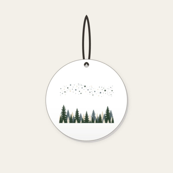 Product image Pine Silhouettes under Scattered Stars Ceramic Ornament