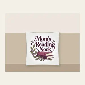 Mom's Reading Nook Pillow in white
