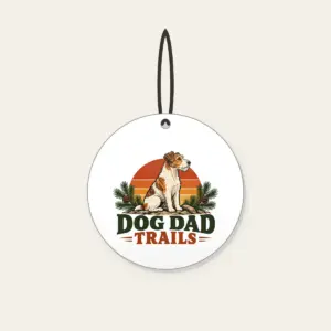 DOG DAD TRAILS Ceramic Ornament in white