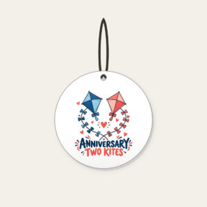 ANNIVERSARY TWO KITES Ceramic Ornament in white