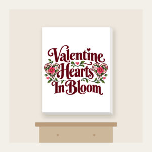Valentine Hearts In Bloom Canvas Print in white