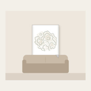 Moss Contour Map Fleece Blanket in white: Topographic contour lines in moss, sand and cream with a tiny peak marker.