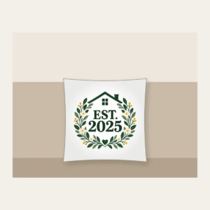 EST. 2025 Pillow in white
