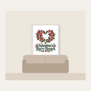 Valentine's Berry Branch Fleece Blanket in white