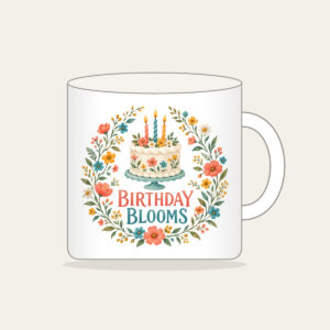 BIRTHDAY BLOOMS Mug in white