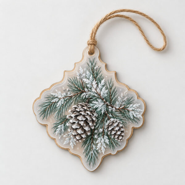Product image Frosted Pine Wood Ornament