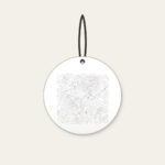 Topographic Lines and Trail Markers Ceramic Ornament in white: Topographic lines in grey with small orange trail markers.