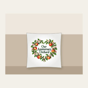 Our Anniversary Orchard Pillow in white