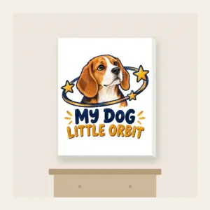 MY DOG LITTLE ORBIT Canvas Print in white