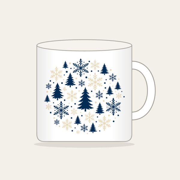 Product image Snowflakes and Pines in Navy and Cream Mug