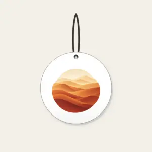 Sand-to-Rust Dune Gradient Ceramic Ornament in white: A sand-to-rust gradient with gentle dune lines sweeps across the artwork.