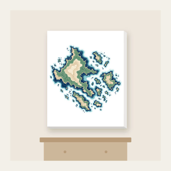Product image Topographic Coastline and Islands Map Canvas Print